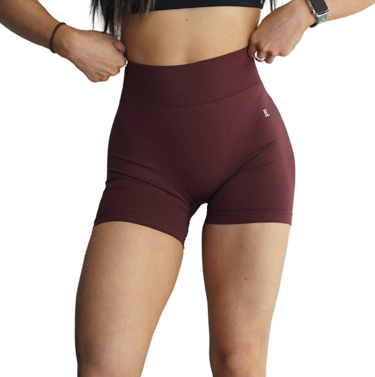 Sculpted Scrunch Shorts (Maroon)