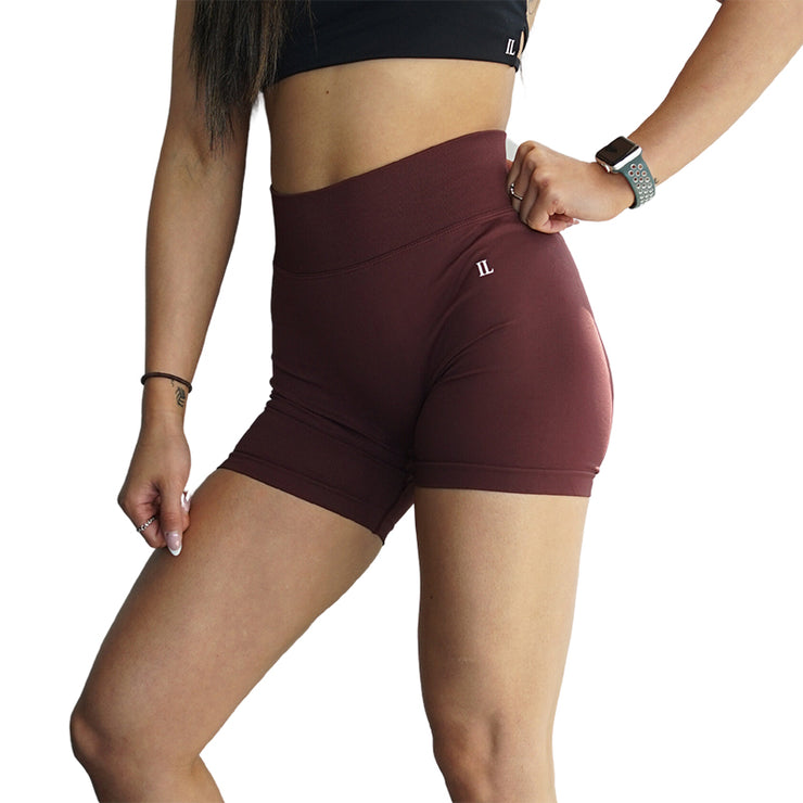 Sculpted Scrunch Shorts (Maroon)