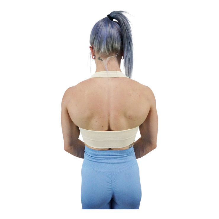 Sculpted: Halter Sports Bra (Cream)