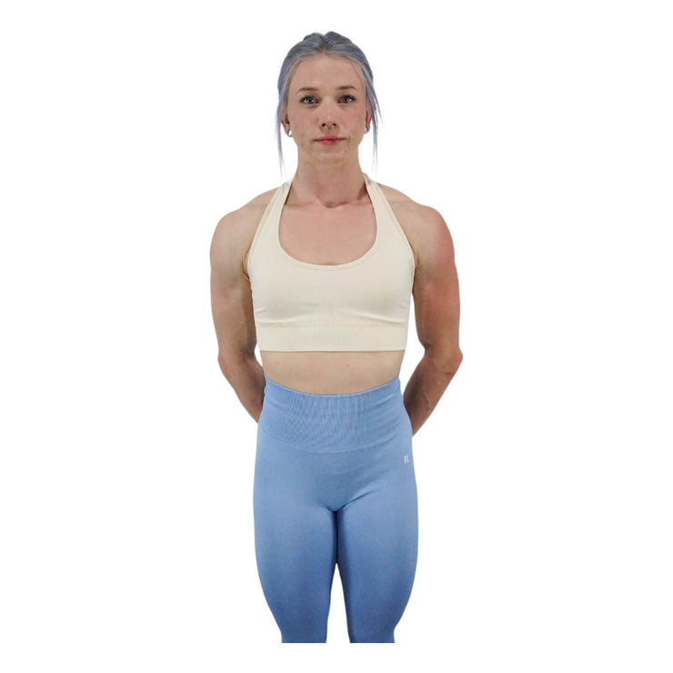Sculpted: Halter Sports Bra (Cream)