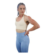 Sculpted: Halter Sports Bra (Cream)